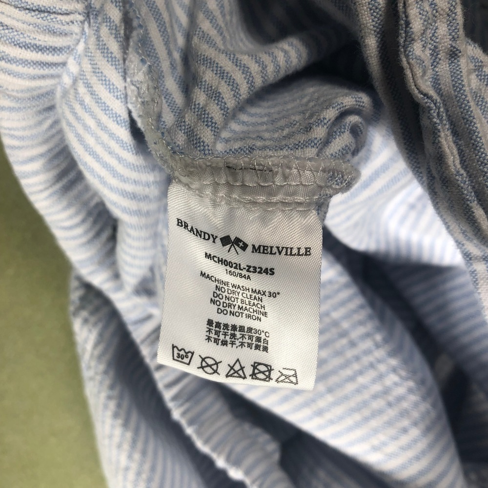 Brandy Melville Pants Womens One Size Blue White Striped Seersucker Drawstring - Picture 4 of 16